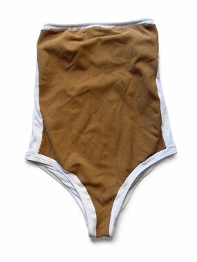 Alexandro Miro Bathing Suit 1pc Swimsuit one piece tan white